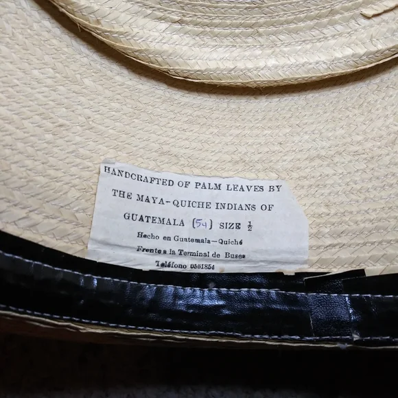 Vintage Handcrafted Panama Palm Leaf Hat Made By Maya Quiche Indians - Picture 7 of 8